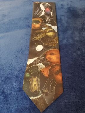 Vintage Ralph Marlin Duck Nature Novelty Mens Necktie 1995